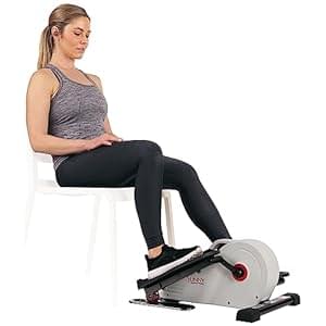 Sunny Health & Fitness Sitting Under Desk Elliptical Exerciser, Portable Pedal Training Machine for Senior Exercise, Peddler for Home Workout, Optional Free SunnyFit App, Magnetic, Motorized & In Pink