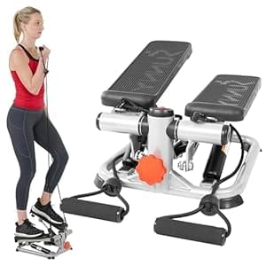 Sunny Health & Fitness Mini Steppers for Exercise at Home, Stair Step Workout Machine, Full Body Cardio Equipment, with Optional Free SunnyFit App Connection and Resistance Band